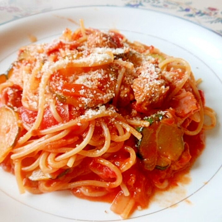 フライパンdeズッキーニとベーコンのトマトパスタ レシピ 作り方 By アルプスの乙女 楽天レシピ フライパンdeズッキーニとベーコンのトマトパスタ レシピ 作り方 By アルプスの乙女 楽天レシピ